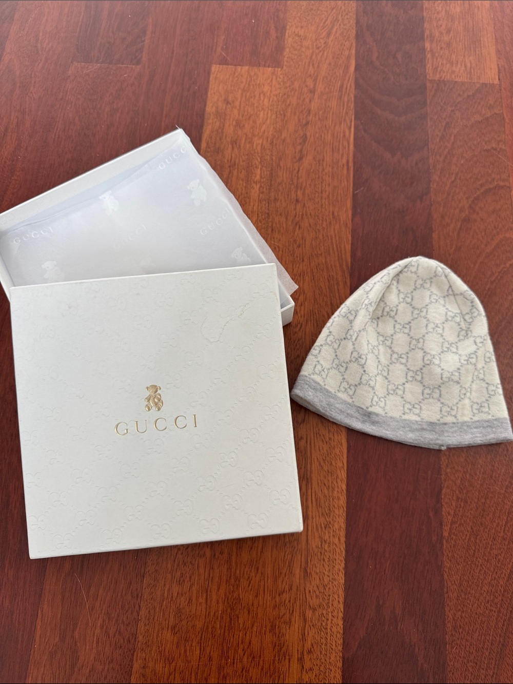 Gucci Kids Gray Monogram Hat